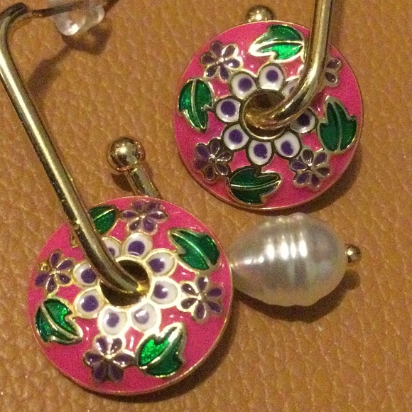 NEW Chinoiserie Coin Geo Earrings 925 - Picture 4 of 8